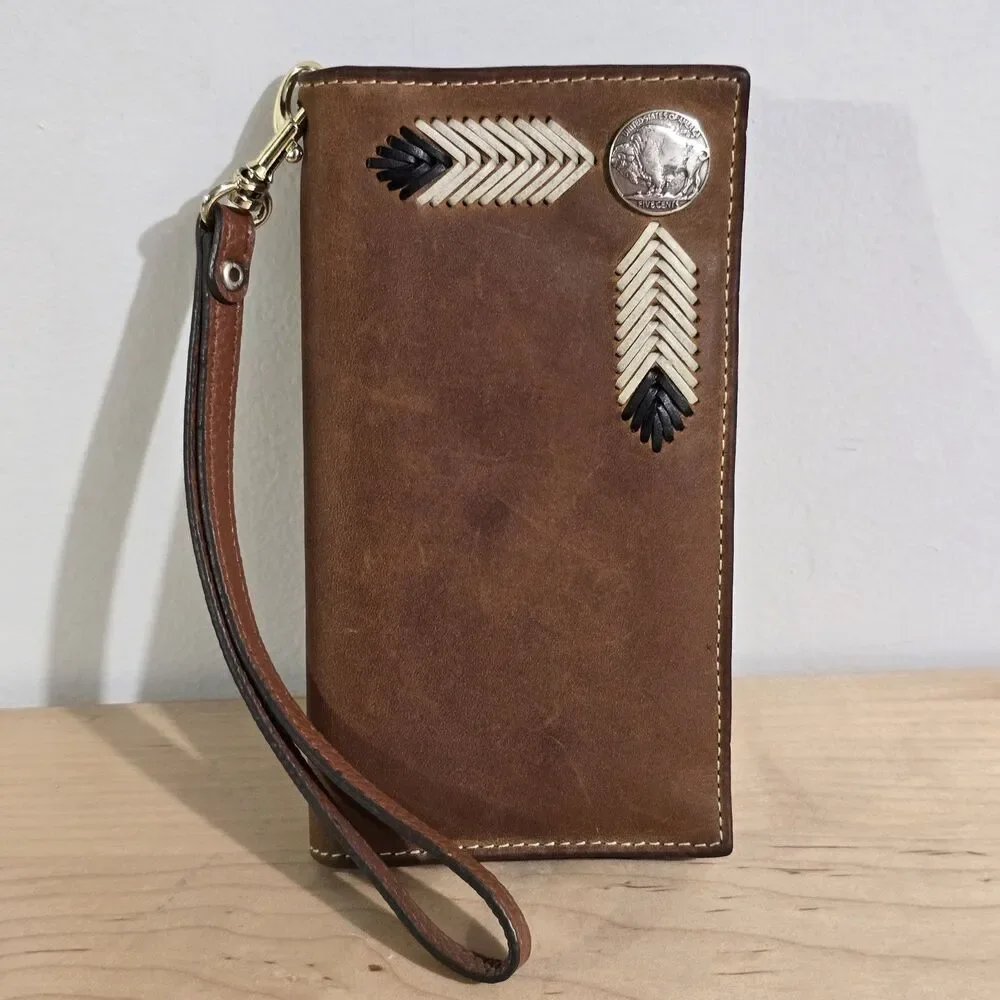 Nocotan - Wallet Rodeo Folding Wristlet Stap Weave Detail - Leather - Tan Brown - Picture 1 of 3
